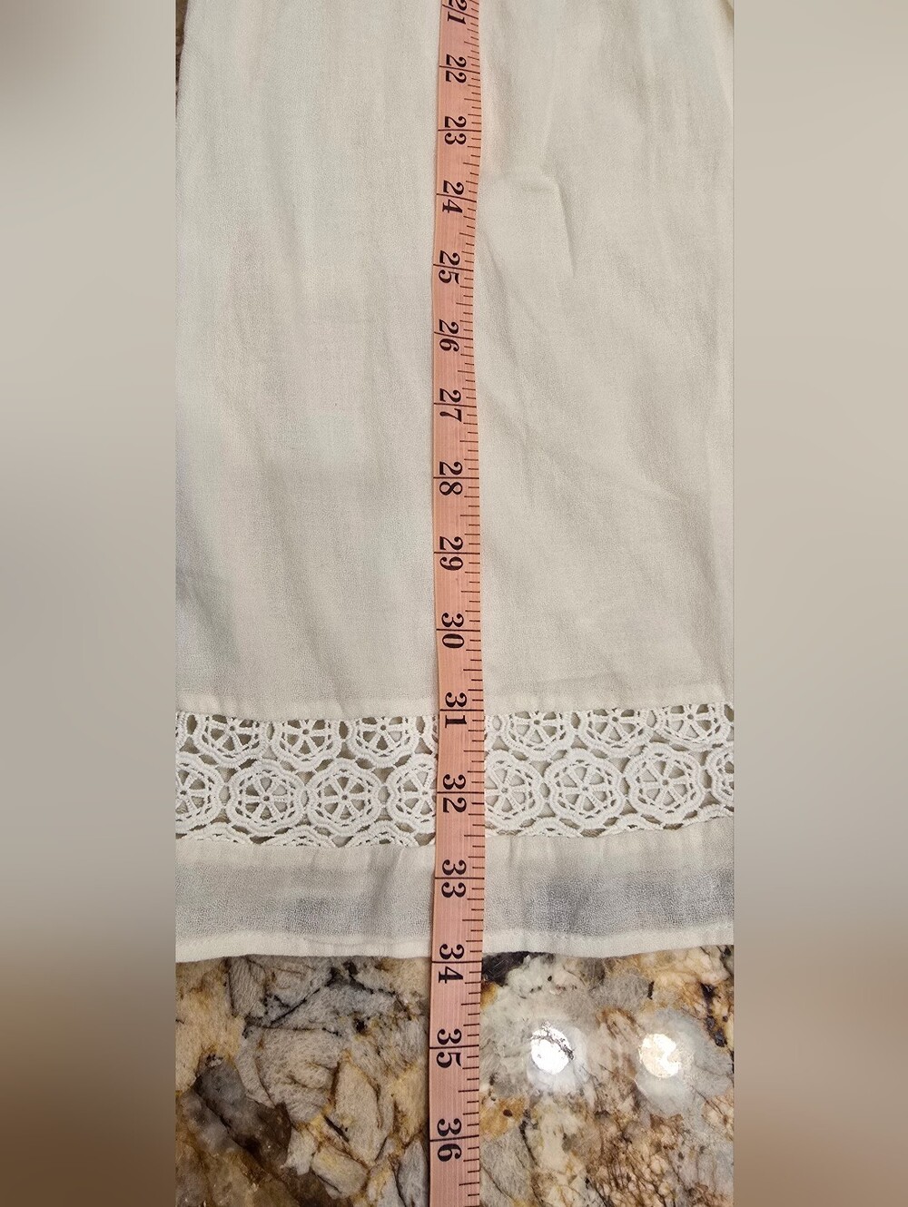 Old Navy Embroidered Swing Dress pintuck Pleats Lace Cream M - Picture 6 of 9